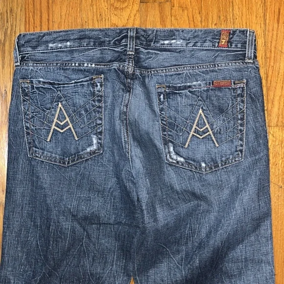 7 For All Mankind A Pocket Bootcut Blue Straight Jeans Size 34 - Picture 12 of 12